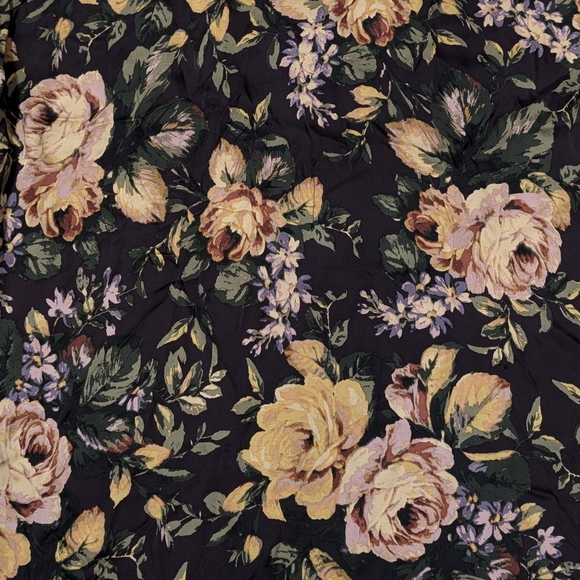 Olivaceous Black Tunic Blouse With Apricot & Pink Hued Floral Print Size Medium - Picture 5 of 5